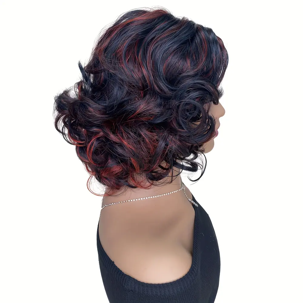 Short Wavy Curly Wig Synthetic Hair Full Wig  For Women's Daily use