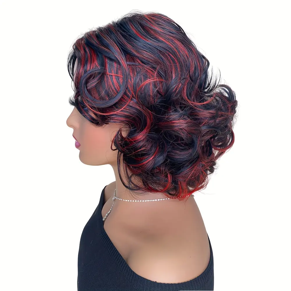 Short Wavy Curly Wig Synthetic Hair Full Wig  For Women's Daily use