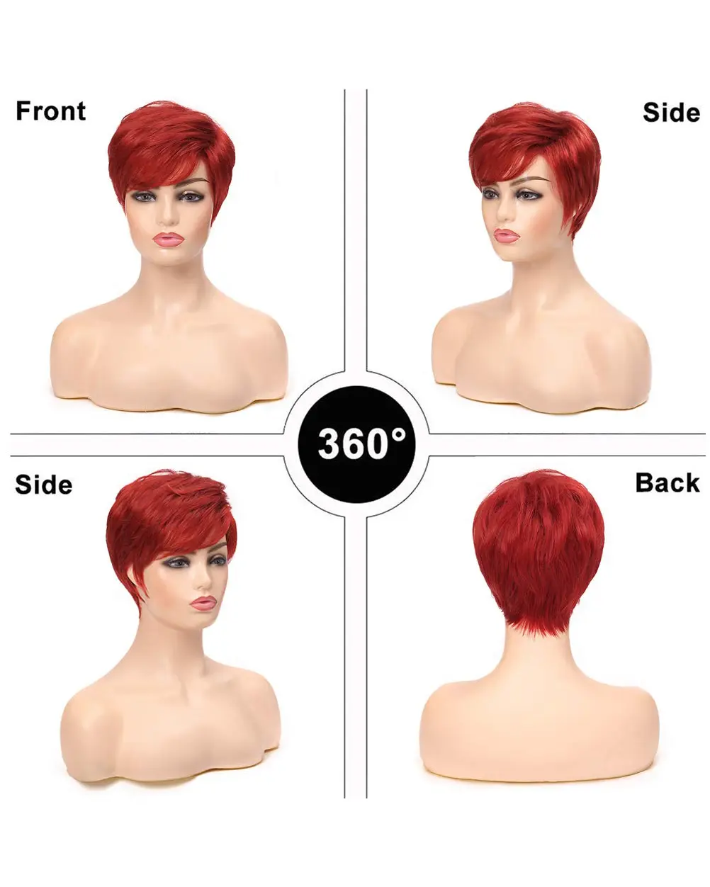 Short Synthetic Wigs for Black Women Red Hair Wig with Wavy Bangs Short Wine Red Wigs for Women Fake Hair Cospaly ﻿