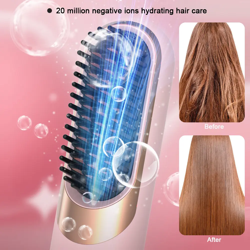 1Pc Hair Straightener Heating Comb Multifunctional Straight Comb Brush Professional Negative Ion Anti-Scalding Hair Styling Care