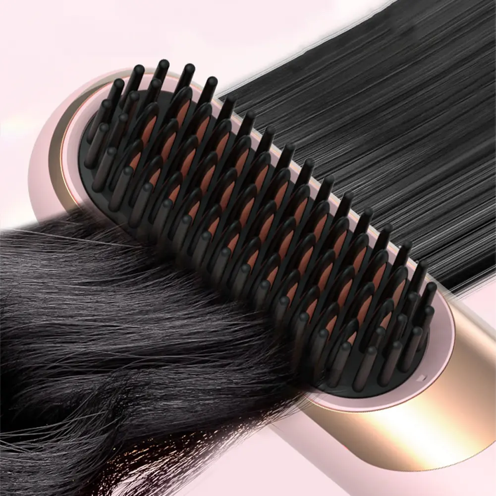 1Pc Hair Straightener Heating Comb Multifunctional Straight Comb Brush Professional Negative Ion Anti-Scalding Hair Styling Care