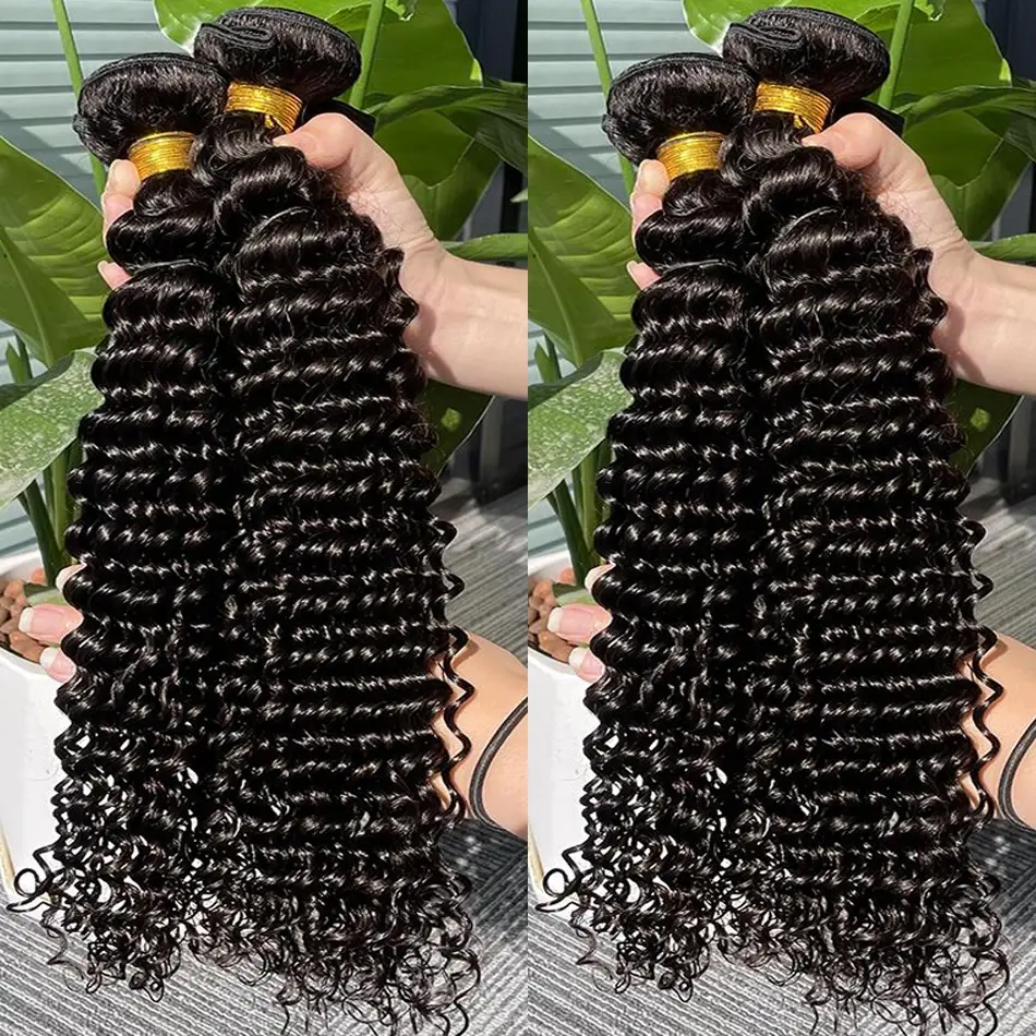 Peruvian Deep Wave Bundles Human Hair Water Wave Loose Deep Wave Curly Bundles Human Hair 1 3 4 PCS 30 Inch Long Hair Extensions