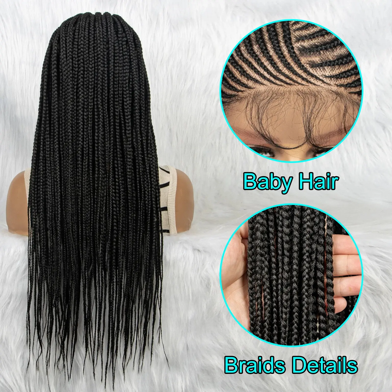 Synthetic Braided Wigs Lace Front Braided Wigs for Black Women Synthetic 13x4 Lace Front Wigs Braided Wigs With Baby Hair