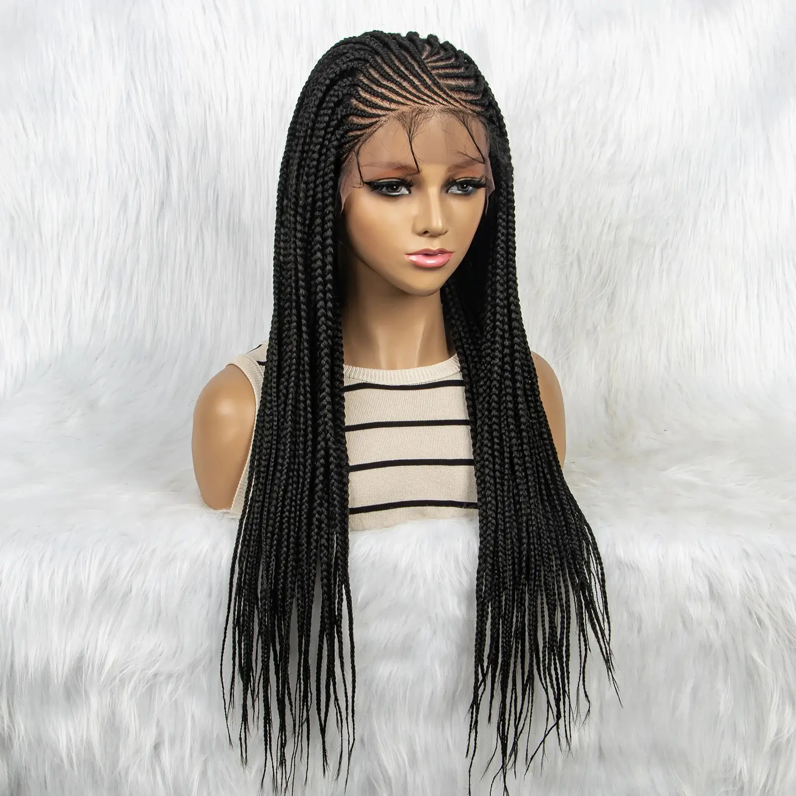 Synthetic Braided Wigs Lace Front Braided Wigs for Black Women Synthetic 13x4 Lace Front Wigs Braided Wigs With Baby Hair