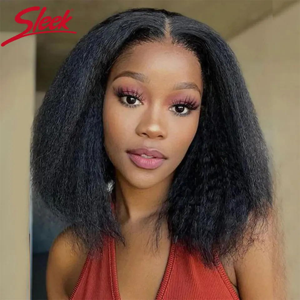 Sleek 4# Brown Colored Human Hair Extensions 3 pcs Yaki Straight Remy Brazilian Hair Yaki Straight Human Hair Bundles For Women