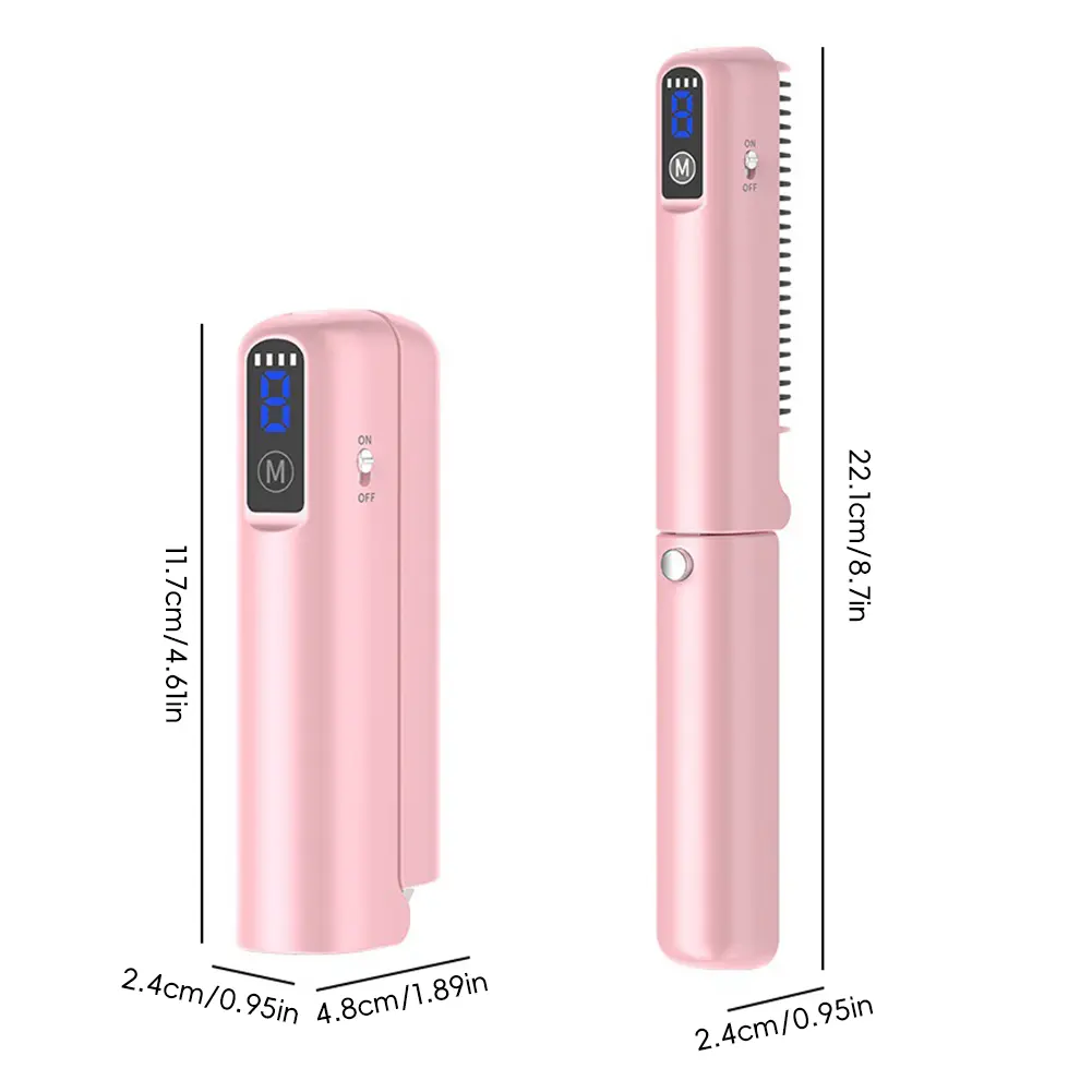 Anti-scald Hair Comb Hair Straightening Comb Portable Rechargeable Brush Foldable Wireless Negative Ion Hair Straightener Comb
