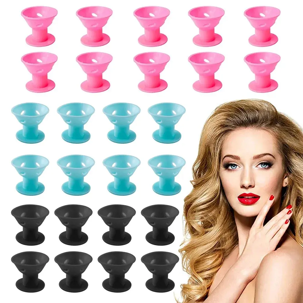 10PCS Soft Rubber Silicone Heatless Hair Curler Twist Hair Rollers Clips No Heat Hair Curls DIY Hair Styling Tools for Girl