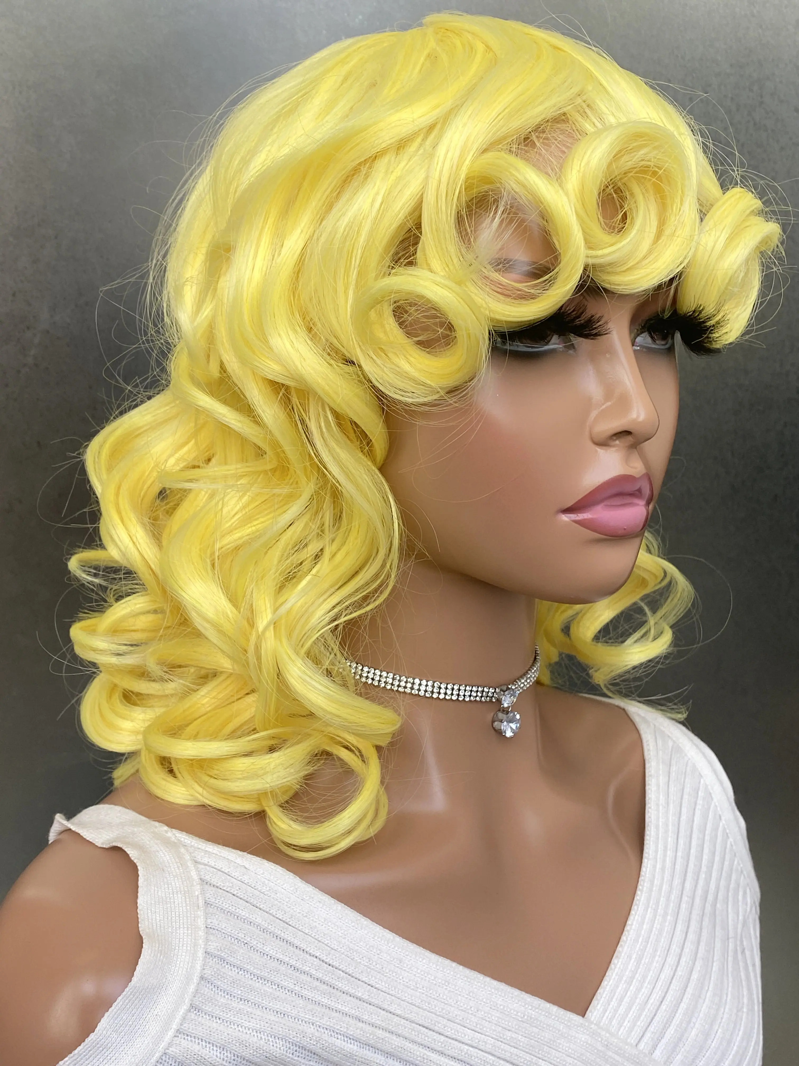 Synthetic Yellow Short Curly Wigs for Black Women Hair Heat Resistant Fluffy Wigs for African American Women