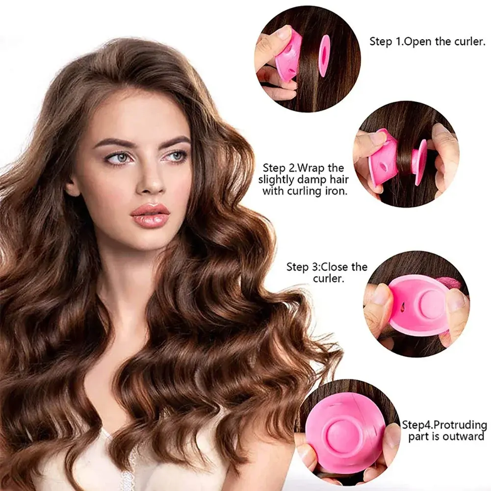 10PCS Soft Rubber Silicone Heatless Hair Curler Twist Hair Rollers Clips No Heat Hair Curls DIY Hair Styling Tools for Girl