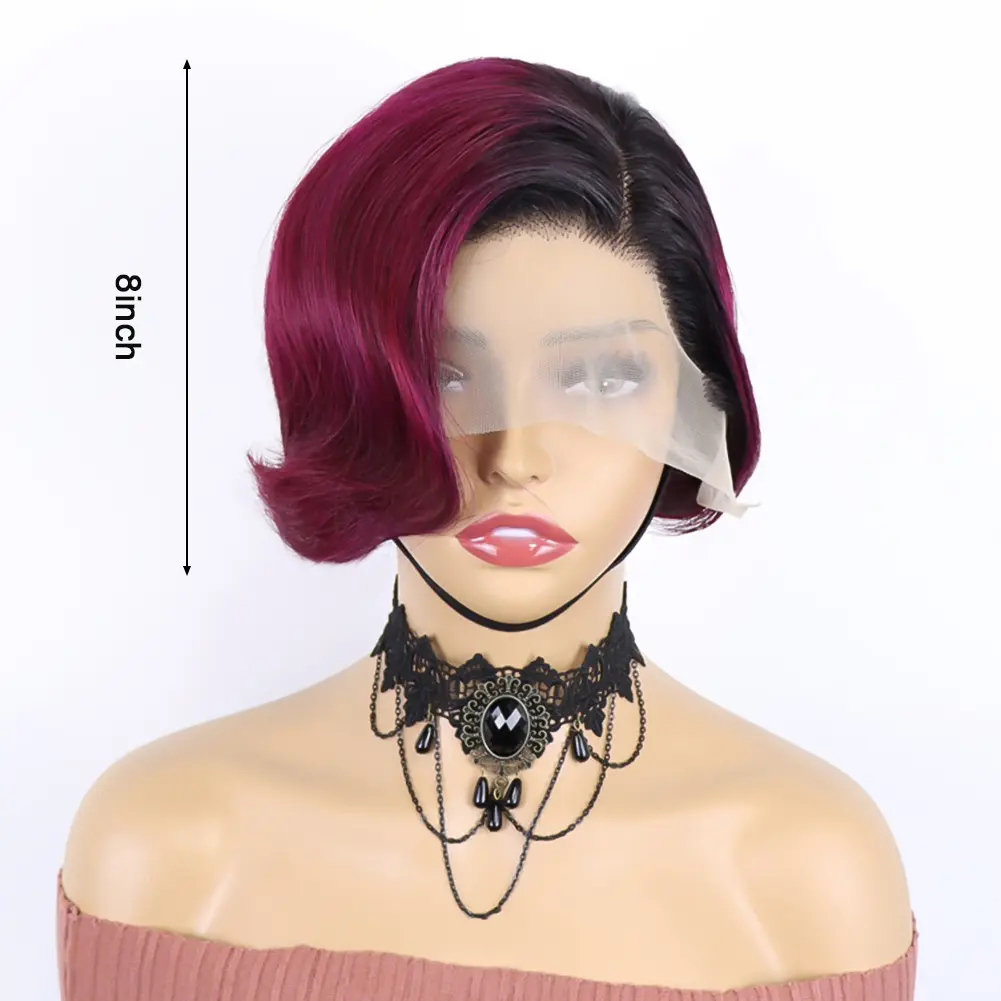 13*4 Short Bob Pixie Cut Wig Lace Frontal Straight Transparent 100% Human Hair Wigs For Black Women Preplucked Brazilian Hair