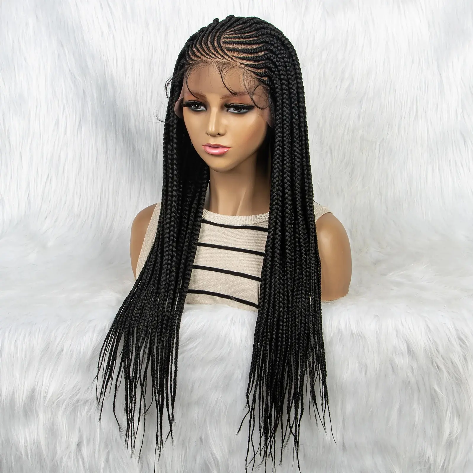 Synthetic Braided Wigs Lace Front Braided Wigs for Black Women Synthetic 13x4 Lace Front Wigs Braided Wigs With Baby Hair