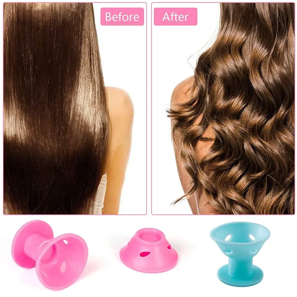 10PCS Soft Rubber Silicone Heatless Hair Curler Twist Hair Rollers Clips No Heat Hair Curls DIY Hair Styling Tools for Girl