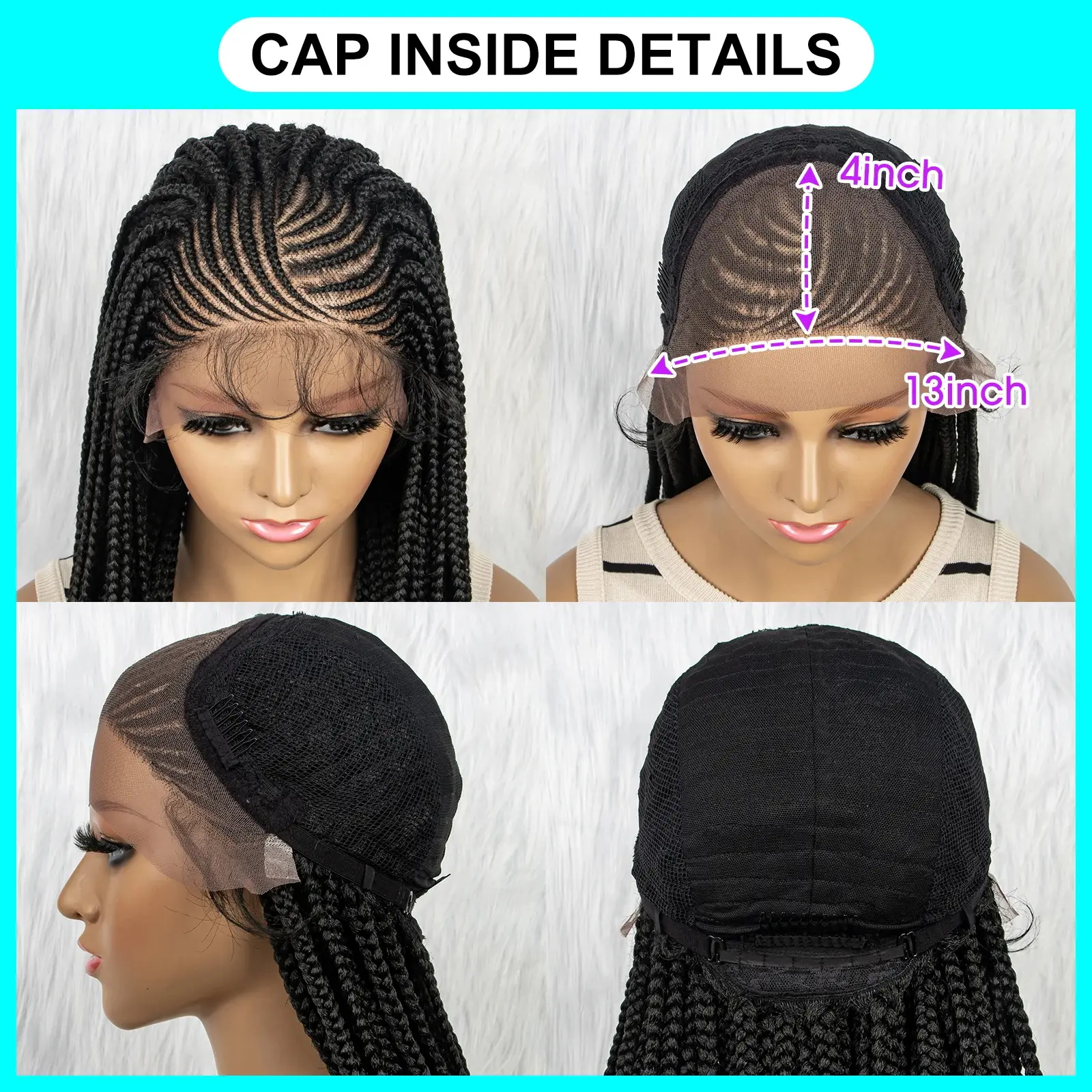 Synthetic Braided Wigs Lace Front Braided Wigs for Black Women Synthetic 13x4 Lace Front Wigs Braided Wigs With Baby Hair