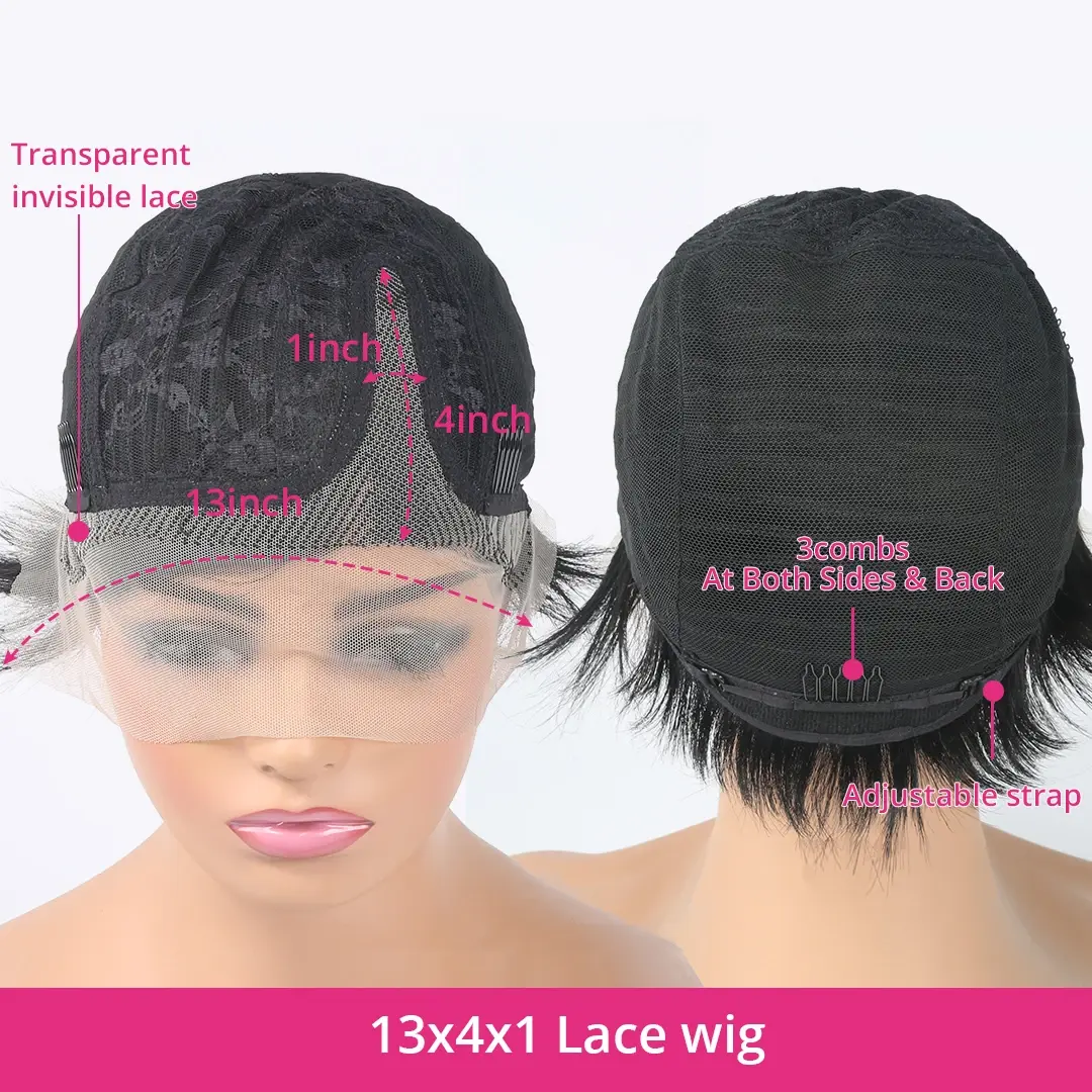 Short Bob Wig Pixie Cut Wig Curly Human Hair Wigs For Women Cheap 13x1 T Part Transparent Deep Wave Lace Wig Preplucked Hairline