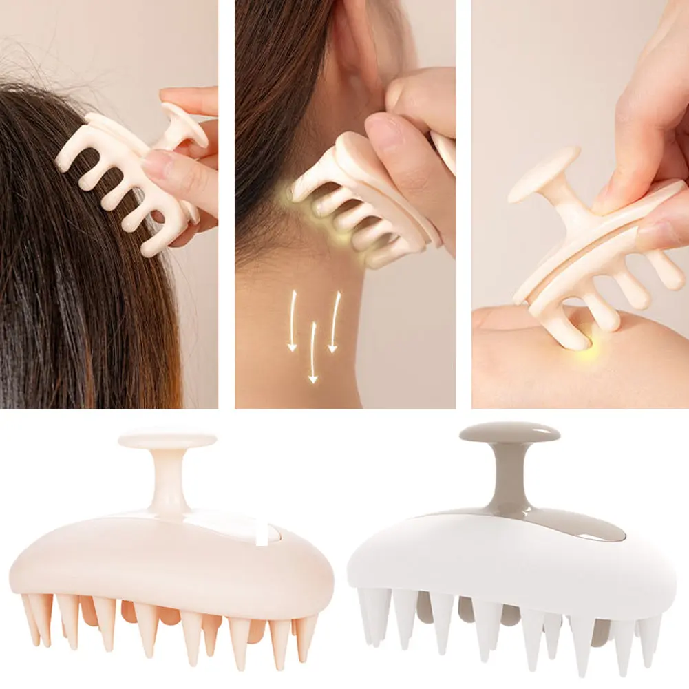 2-in-1 Silicone Shampoo Brush Wet Dry Dual-use Massage Clean Scalp Relieve Itching Shampoo Hair Detachable Head Meridian Comb