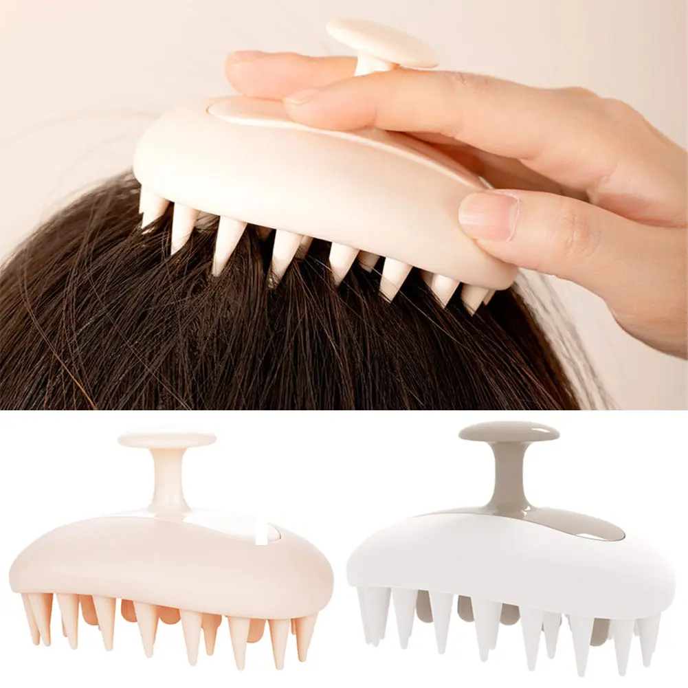 2-in-1 Silicone Shampoo Brush Wet Dry Dual-use Massage Clean Scalp Relieve Itching Shampoo Hair Detachable Head Meridian Comb