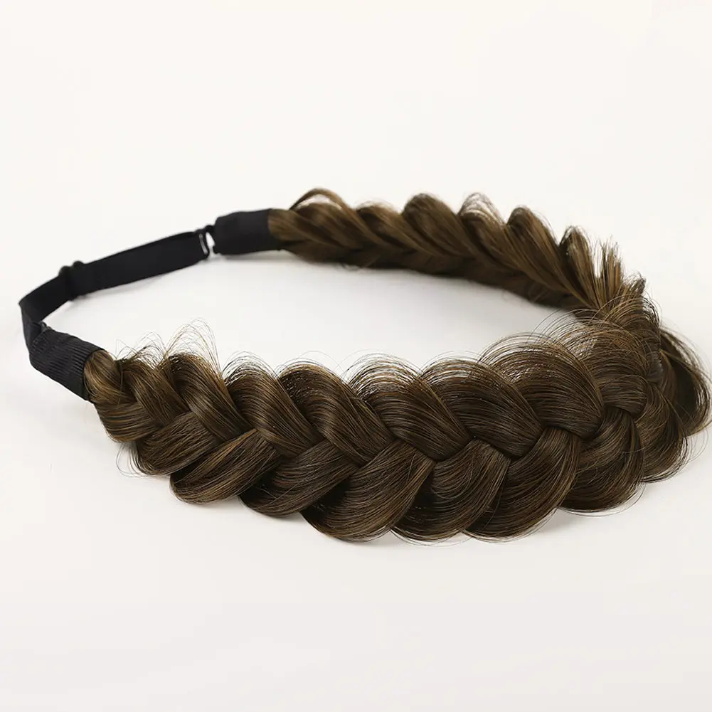 Synthetic Hair Braided Headband with Elastic Band Style for Women Girls Children Blonde Brown Braided Headwear Hair scrunchy Hea