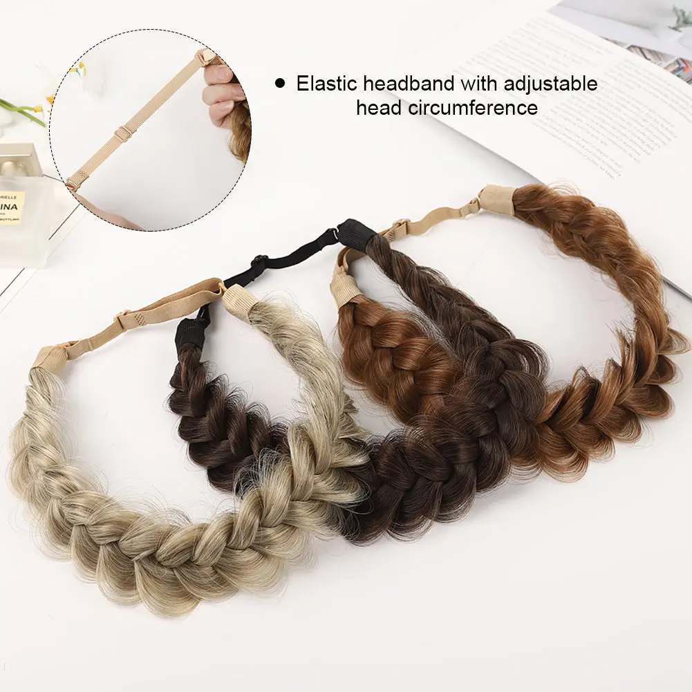Synthetic Hair Braided Headband with Elastic Band Style for Women Girls Children Blonde Brown Braided Headwear Hair scrunchy Hea