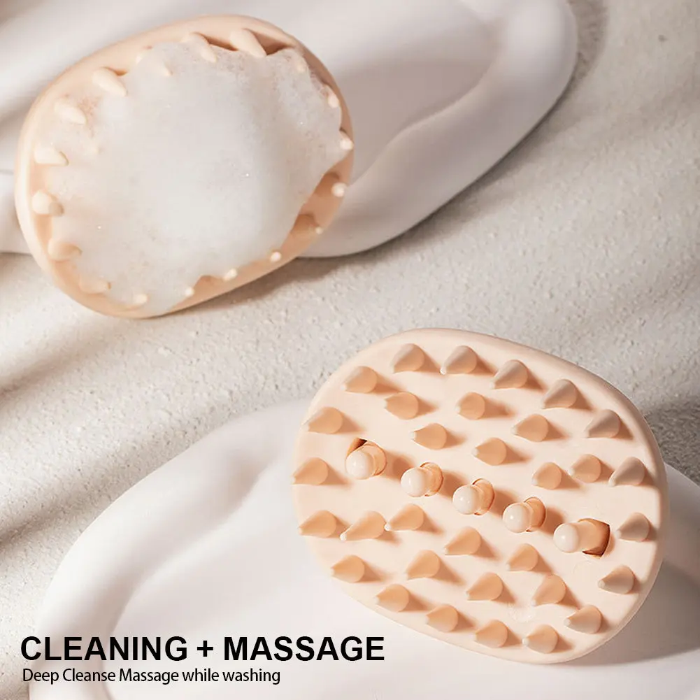 2-in-1 Silicone Shampoo Brush Wet Dry Dual-use Massage Clean Scalp Relieve Itching Shampoo Hair Detachable Head Meridian Comb