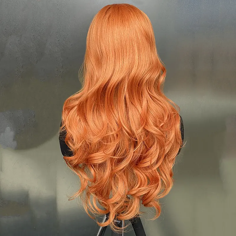Long Wig Synthetic Ginger Wig Ginger Wavy Wigs for Women Heat Resistant Wig for Daily Cosplay Party Wigs