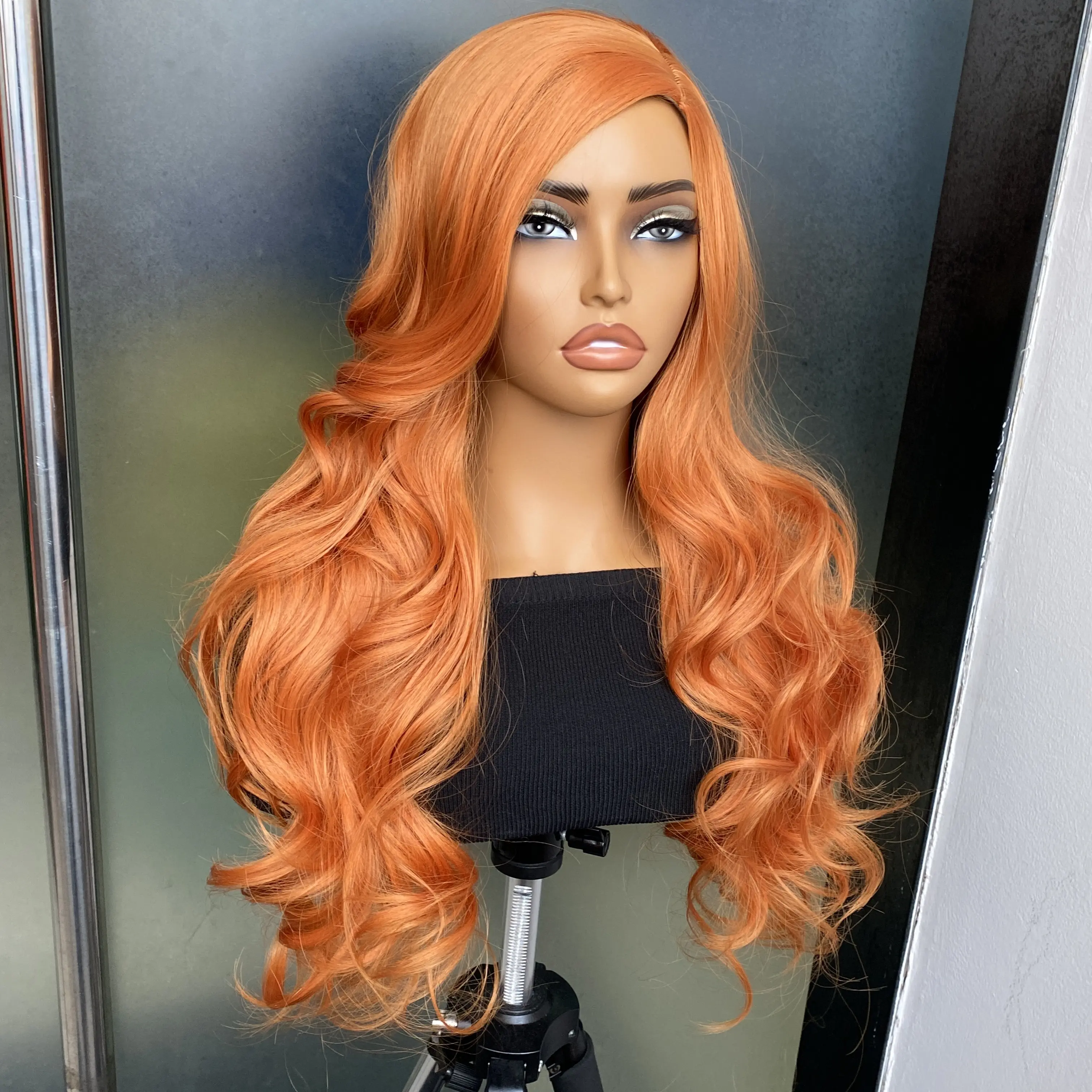 Long Wig Synthetic Ginger Wig Ginger Wavy Wigs for Women Heat Resistant Wig for Daily Cosplay Party Wigs