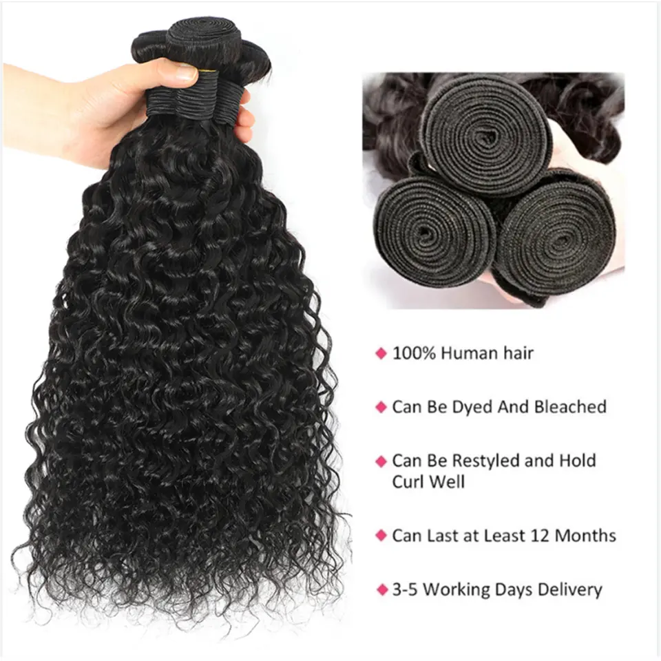 30 38 40 Brazilian Remy Water Wave Hair Bundle For Women Curly Human Hair Weave Bundle Hair Extension 3/4 Pcs Human Hair Bundles