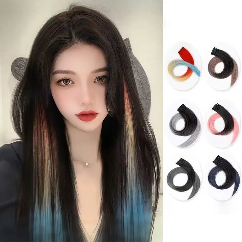 60cm Hair Extension Clip In Hairpiece Long Straight Hanging Ear Wig Synthetic Extensions Accessories Hairpin Natural Seamless