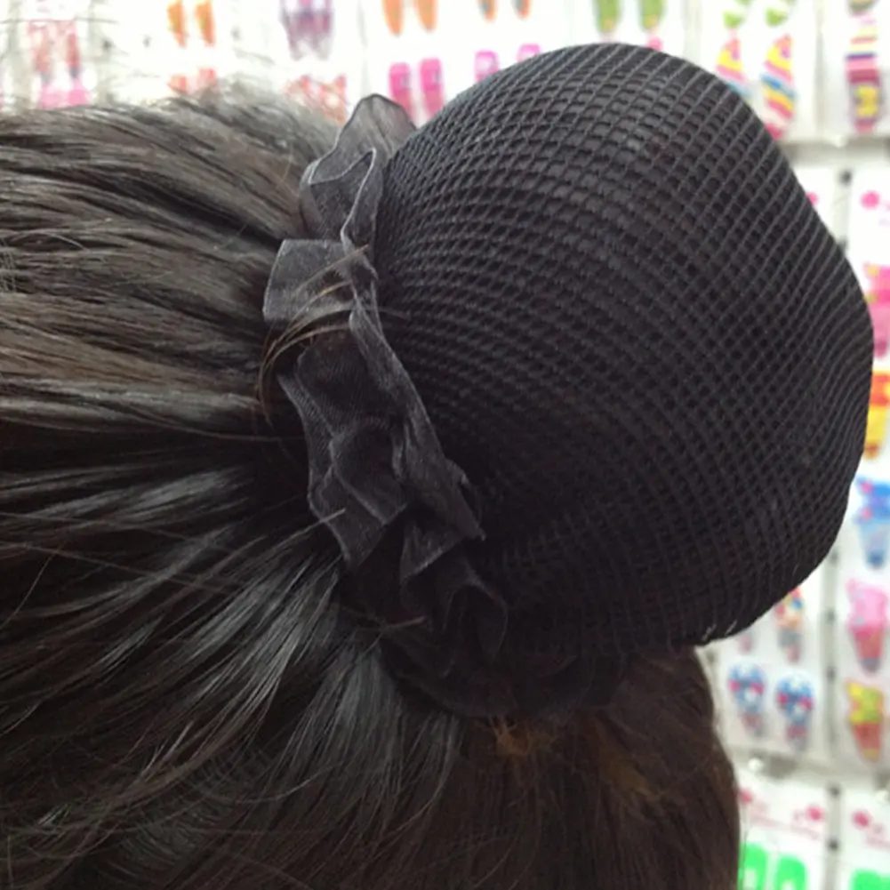 Ballet Hair Net Colorful Candy Color Women Adjustable Ponytail Holder Mesh Dance Hairband Adjustable Elastic Pleated Lacework
