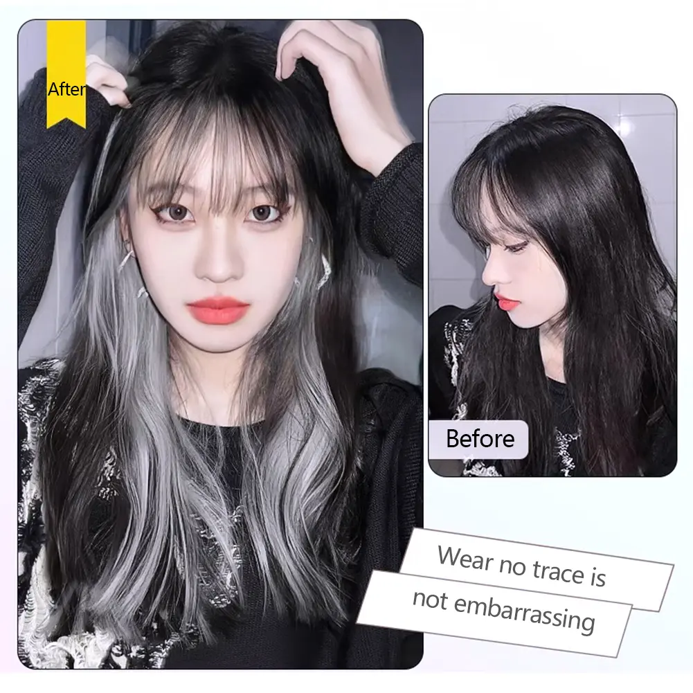60cm Hair Extension Clip In Hairpiece Long Straight Hanging Ear Wig Synthetic Extensions Accessories Hairpin Natural Seamless