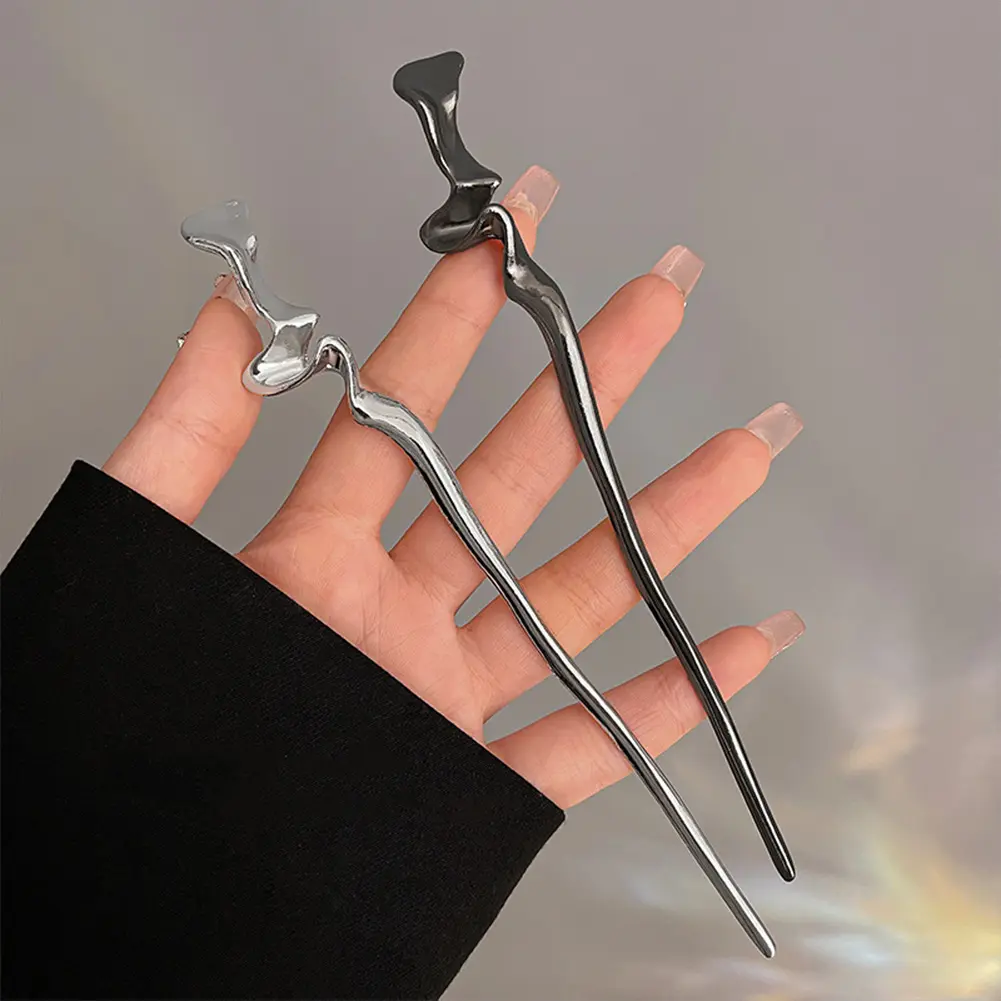 Simple Alloy Hair Sticks Forks Flower Headpieces Handmade Chopstick Headdresses Pendant Jewelry for Women Girls Hair Bun Maker