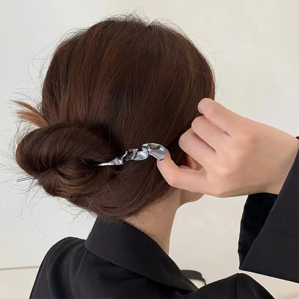 Simple Alloy Hair Sticks Forks Flower Headpieces Handmade Chopstick Headdresses Pendant Jewelry for Women Girls Hair Bun Maker