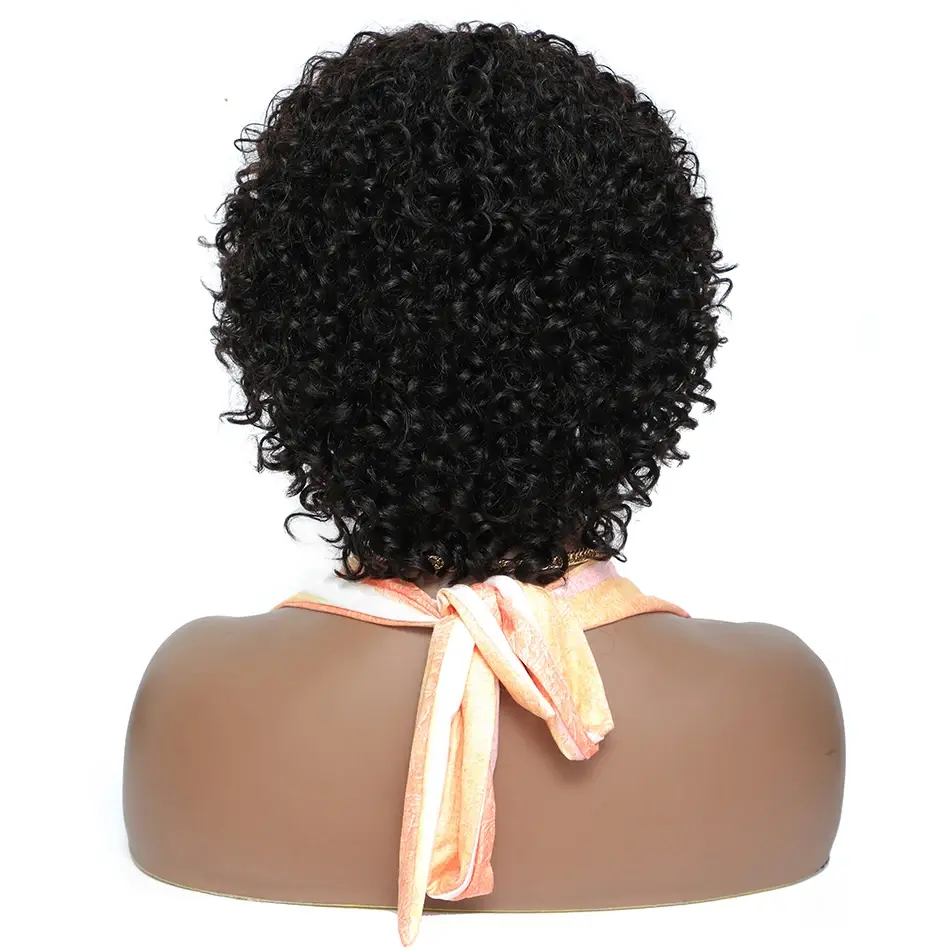 Pixie Cut Bob Wig Curly Human Hair Wigs For Black Women Afro Kinky Curly Bob Wig With Bangs Full Machine Made