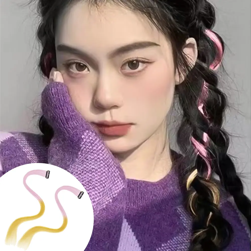 Cosplay Color Dyed Ear Hanging Wig Set Women's Long Hair Dyed Seamless Invisible One-Piece Color Long Gradient Straight Hair Hai