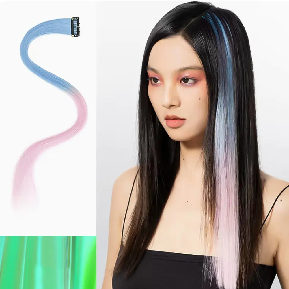 Cosplay Color Dyed Ear Hanging Wig Set Women's Long Hair Dyed Seamless Invisible One-Piece Color Long Gradient Straight Hair Hai