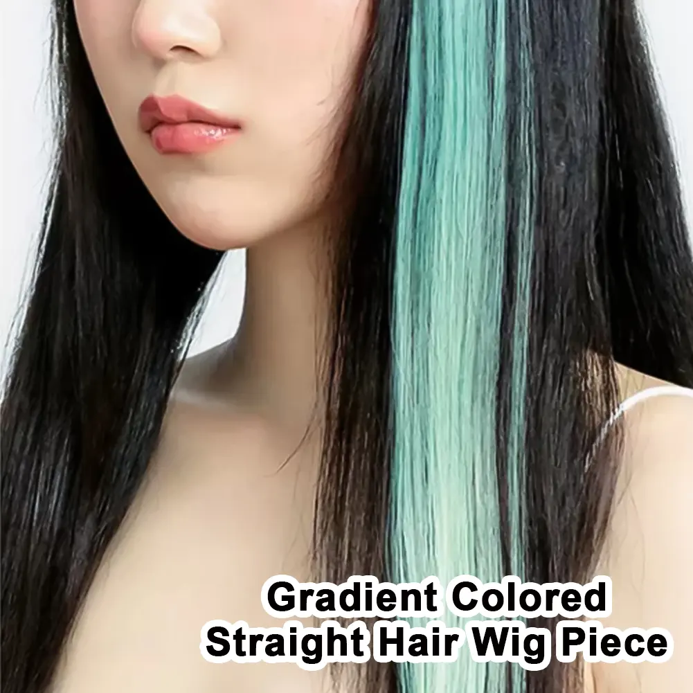 Cosplay Color Dyed Ear Hanging Wig Set Women's Long Hair Dyed Seamless Invisible One-Piece Color Long Gradient Straight Hair Hai