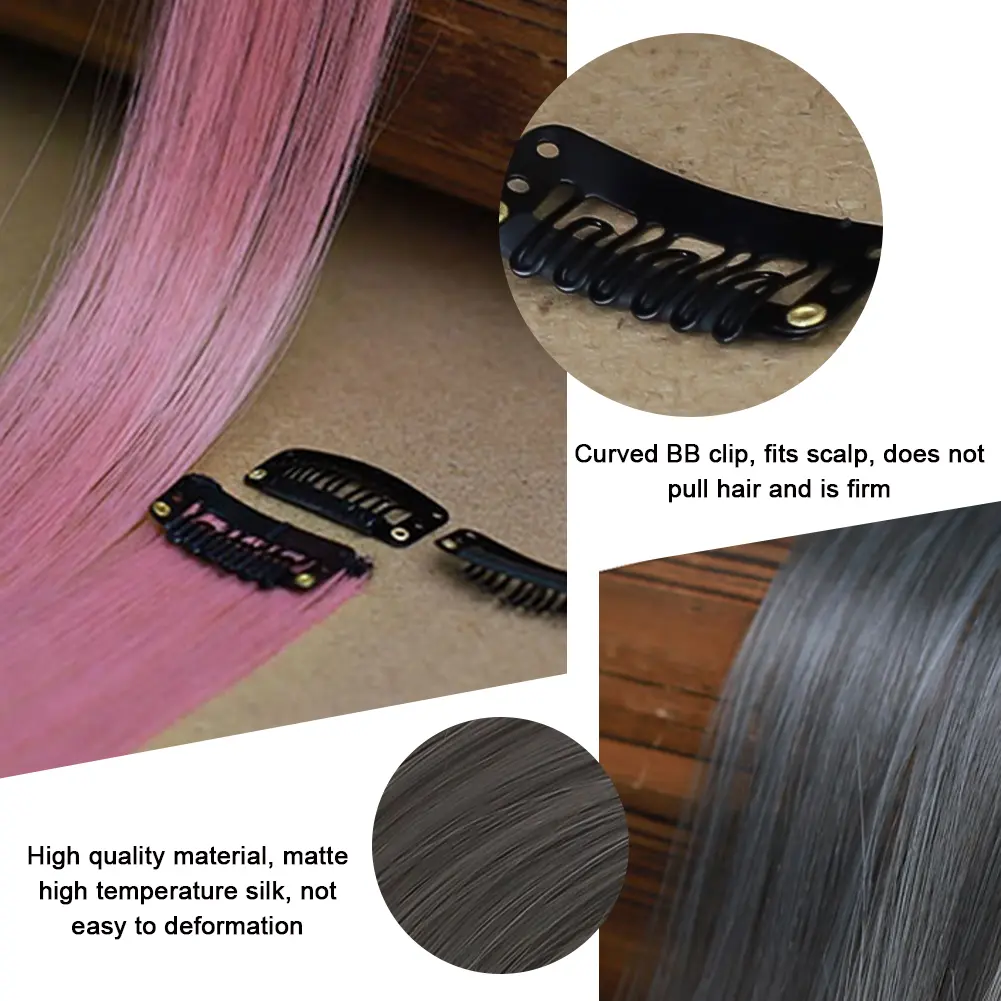 Cosplay Color Dyed Ear Hanging Wig Set Women's Long Hair Dyed Seamless Invisible One-Piece Color Long Gradient Straight Hair Hai