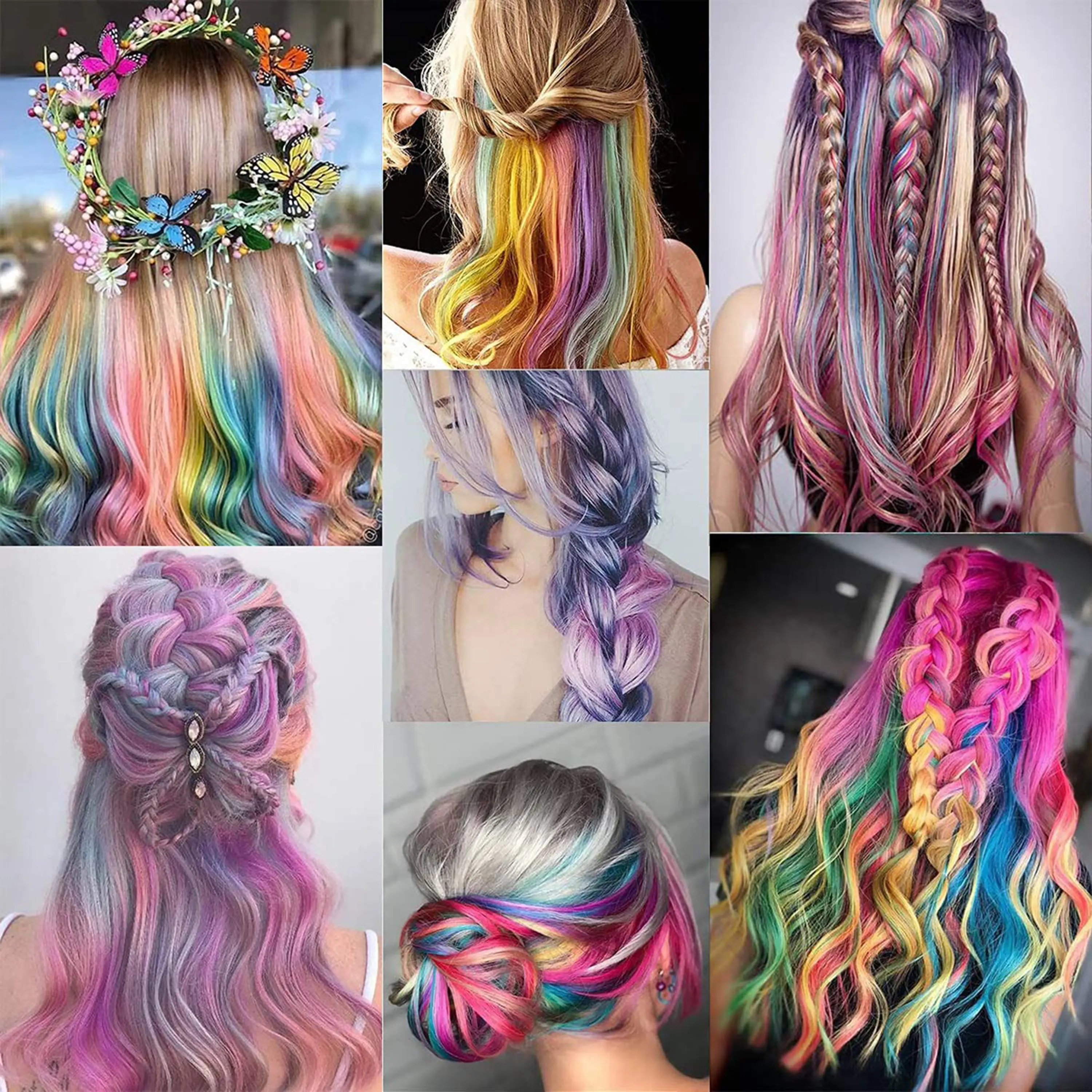 Wigundle Colored Party Highlights Clip in Hair Extensions for Girls 22 Inches Omber Colors Straight Hair Synthetic Hairpieces