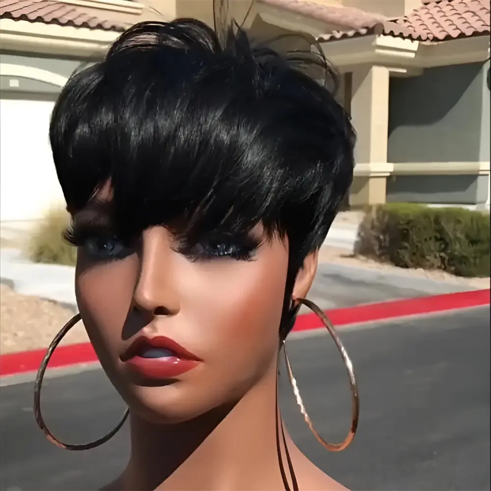 Short Pixie Cut Wigs for black women 6 Inchs Straight Cheap Wig full Machine Made Wig For Daily Use