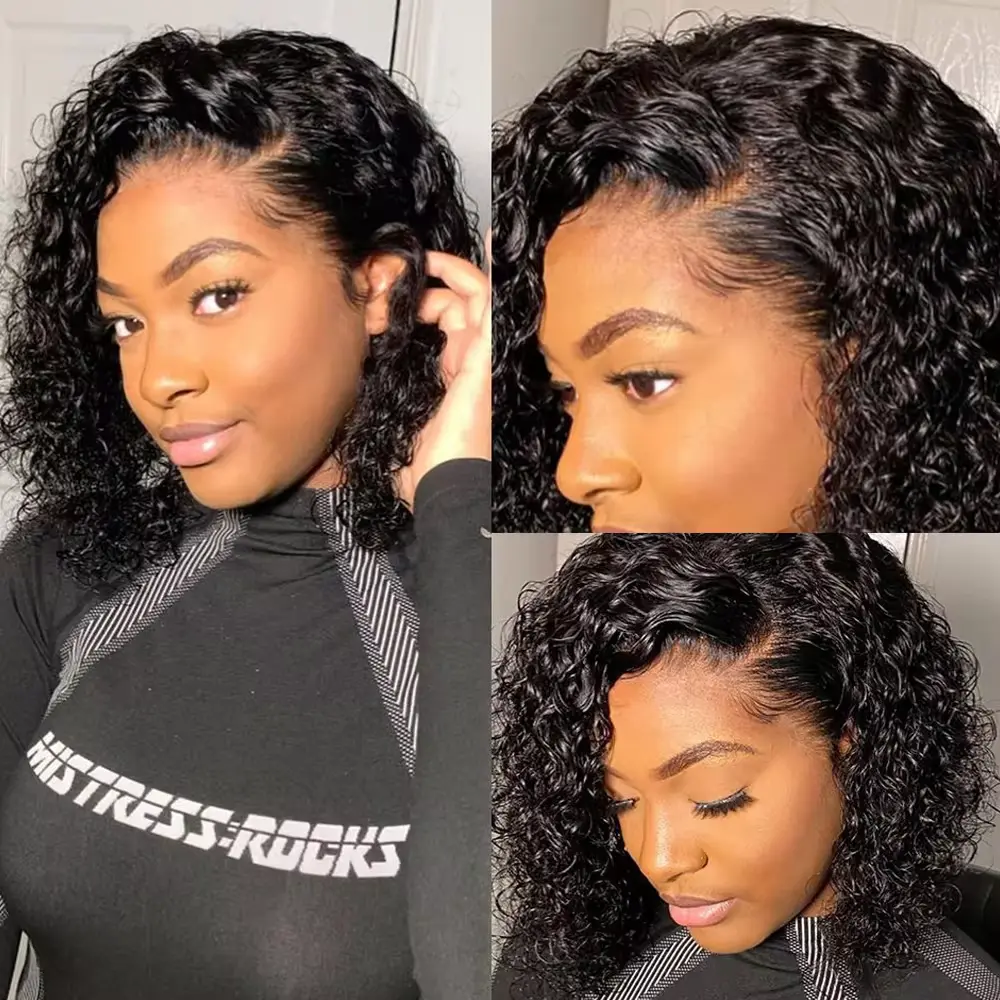 Peruvian Short Water Wave Hair Bundles With Closure 100% Unprocessed Hair Weft Extension Humain Hair Natural Color Virgin Hair