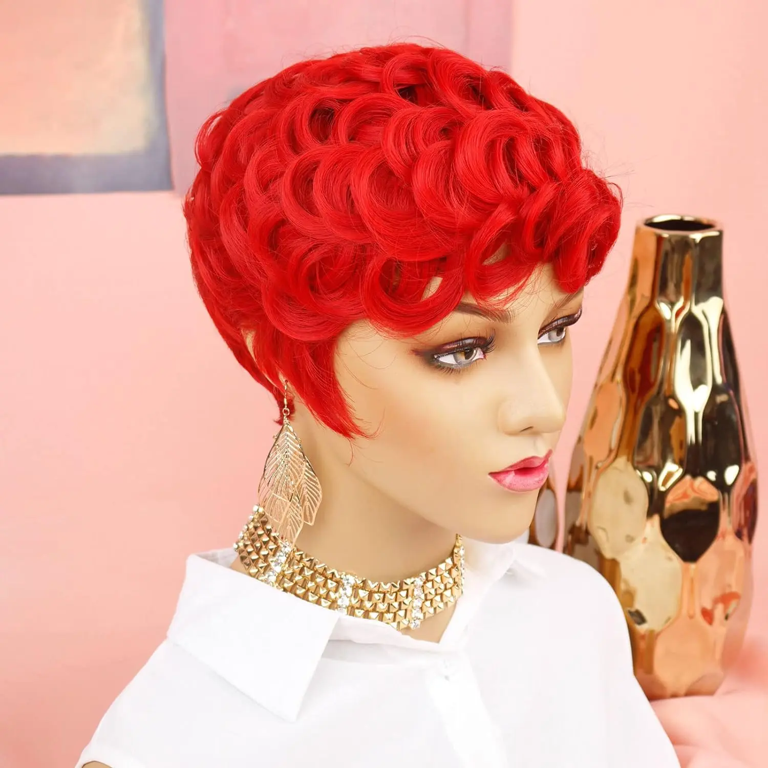 Synthetic Short Pixie Cut Wigs for Black/White Women Natural Purple Hair Wig Short Pixie Cut Hairstyles for Women