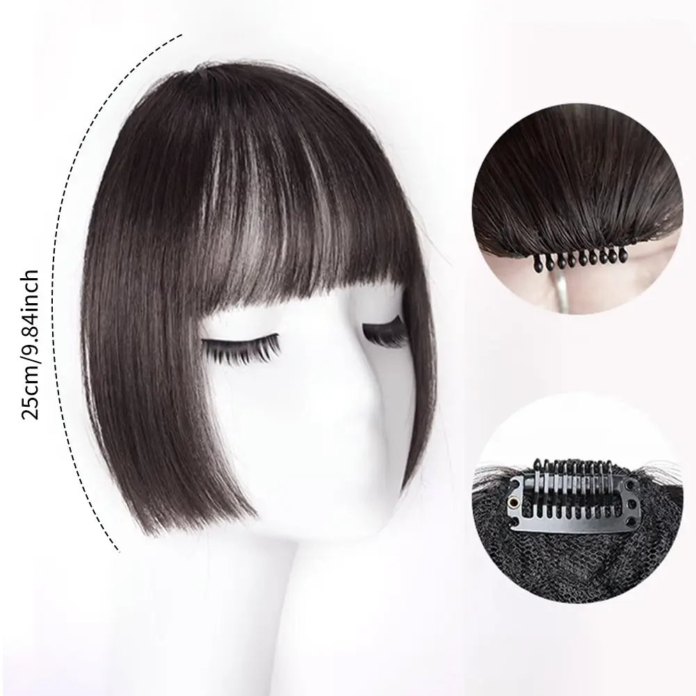 1Pc Cute Synthesis Princess Cut Bangs Hair Extension Synthetic Wig Natural High Temperature Synthetic Fake Bangs Hair Piece Clip