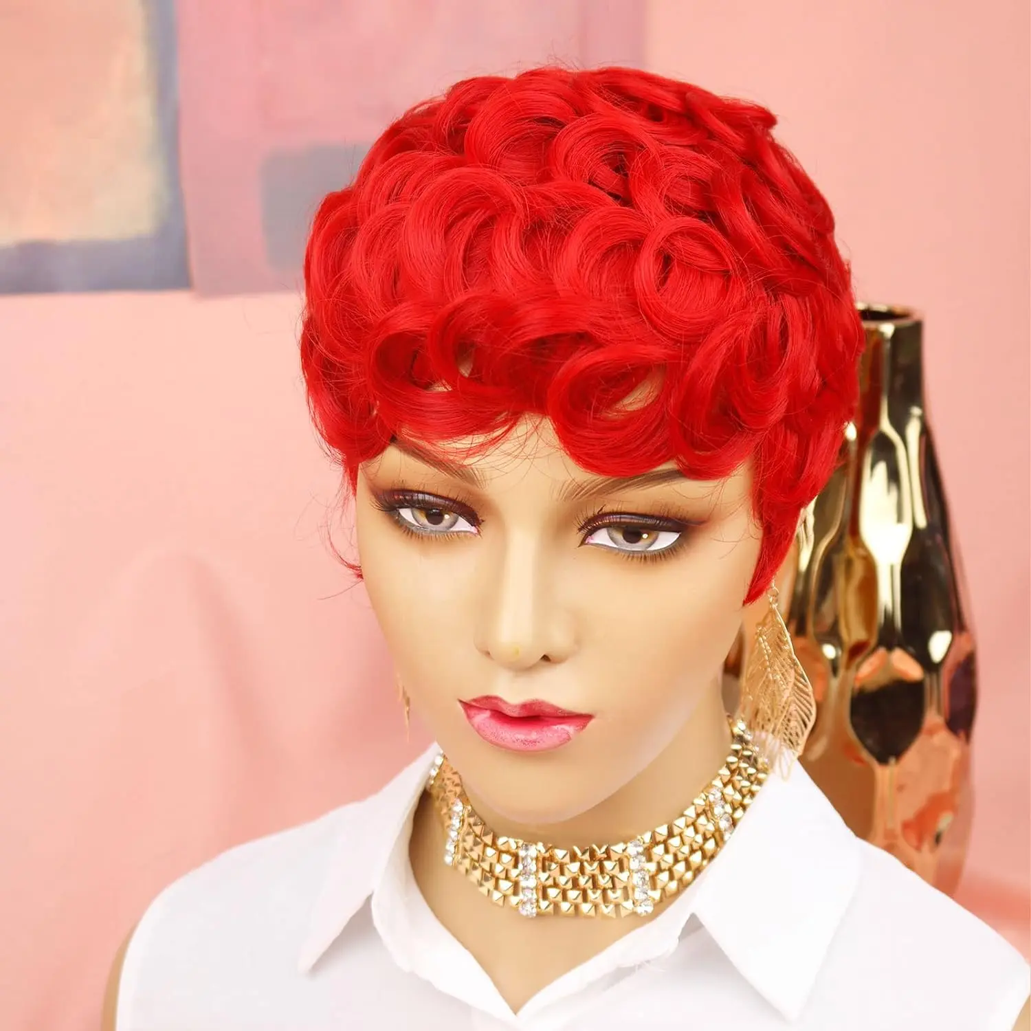 Synthetic Short Pixie Cut Wigs for Black/White Women Natural Purple Hair Wig Short Pixie Cut Hairstyles for Women