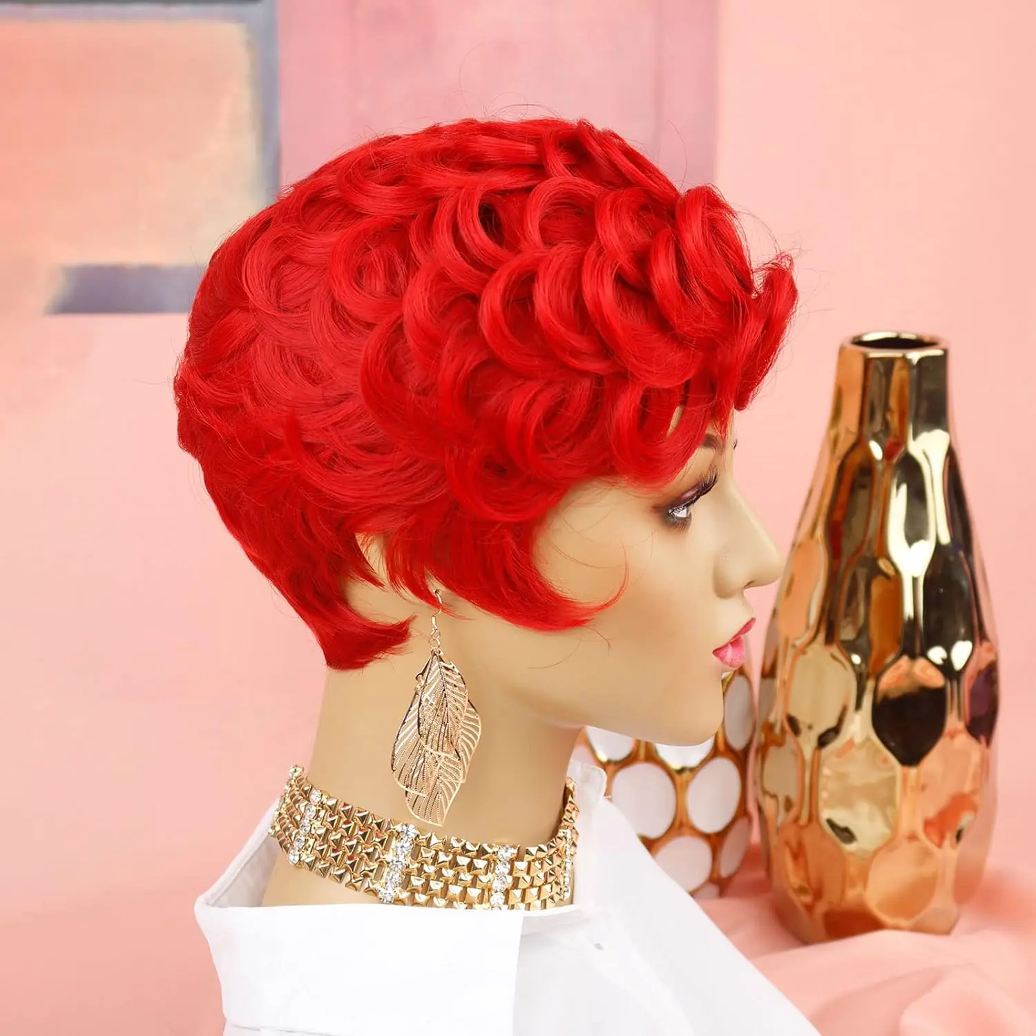 Synthetic Short Pixie Cut Wigs for Black/White Women Natural Purple Hair Wig Short Pixie Cut Hairstyles for Women