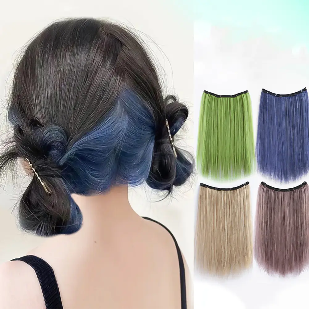 Hanging Ear Dye Wig For Women With Simulated Hair One Piece Inner layer Gradient Invisibility Colorful Long Hair Extensions With