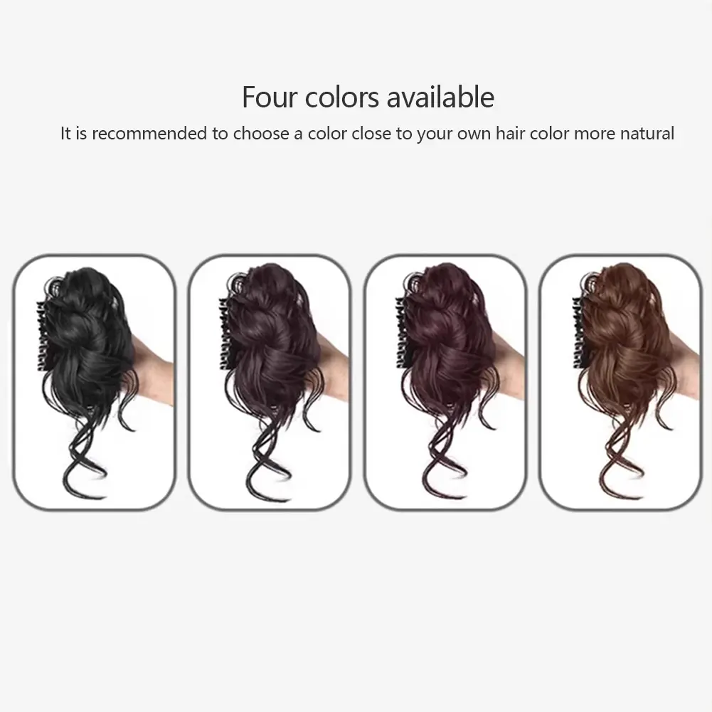 Synthetic Hair Bun Curly Wig Gripping Clip Meatball Head Elastic Ponytail Hair Extensions Scrunchy False Hair Pieces For Women