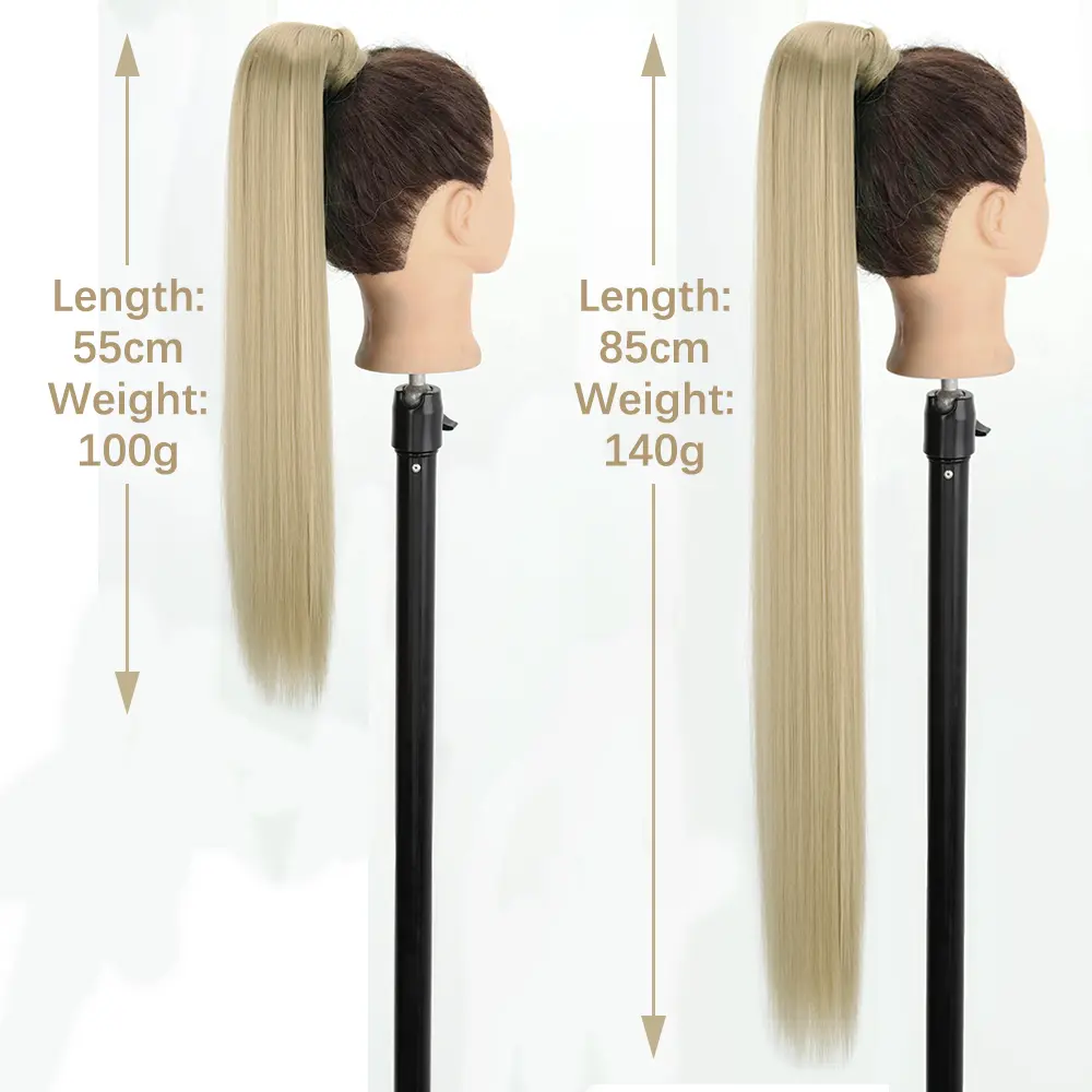 LISI GIRL 85cm Synthetic Long Straight Ponytail Hair Clip In Hair Extensions Blonde Brown Wrap Around Pony Hairpiece For Women