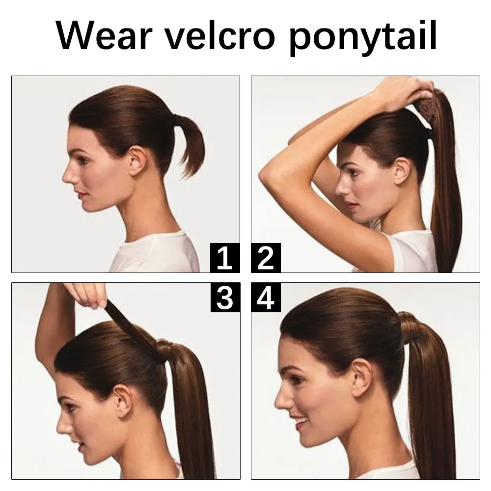 LISI GIRL 85cm Synthetic Long Straight Ponytail Hair Clip In Hair Extensions Blonde Brown Wrap Around Pony Hairpiece For Women