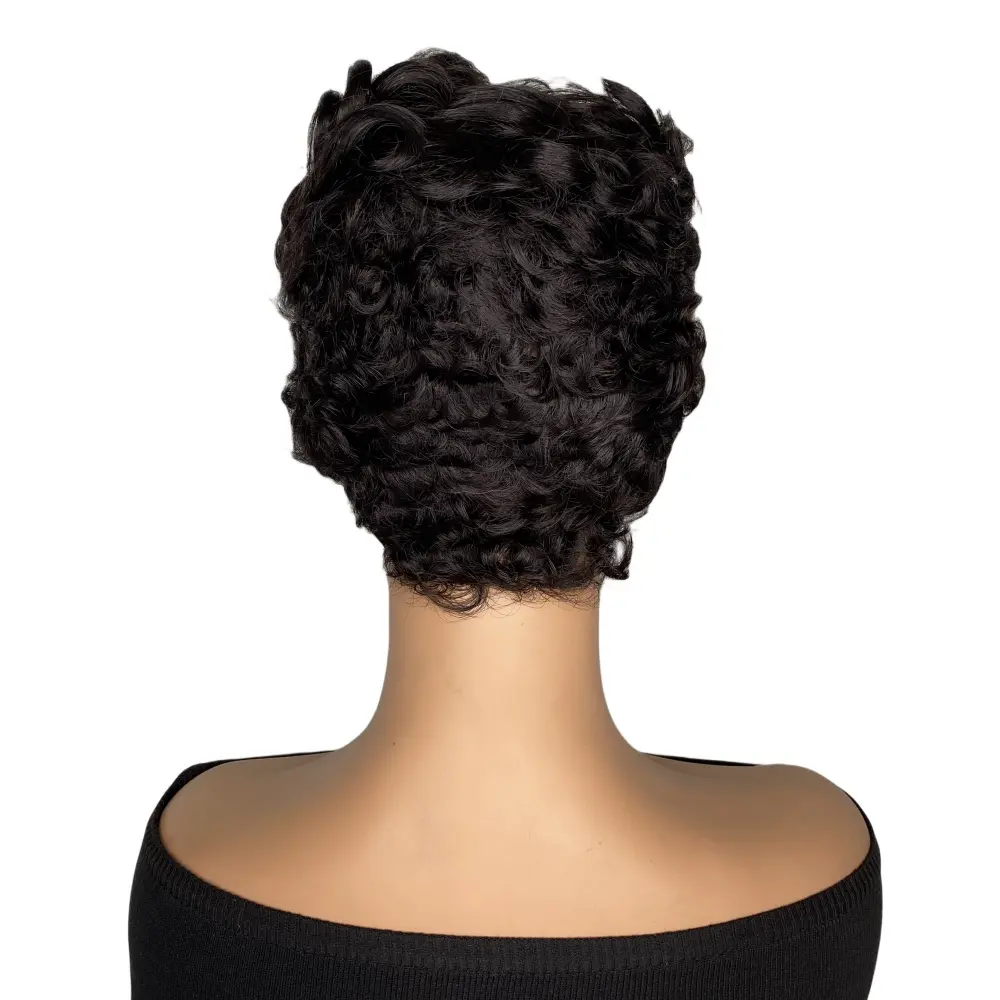 Short Black Synthetic Wig with Mixed Brown Bangs Natural Short Haircuts for Women Short Wigs for Black Women