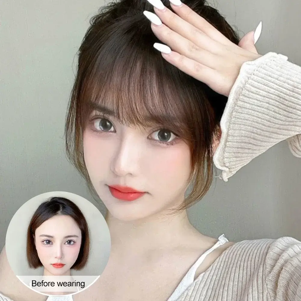 Fake Air Bangs Hair Clip-In Extension Synthetic Hair Fake Fringe Natural False Hairpiece Women Clip in Bangs Hair Styling Tools