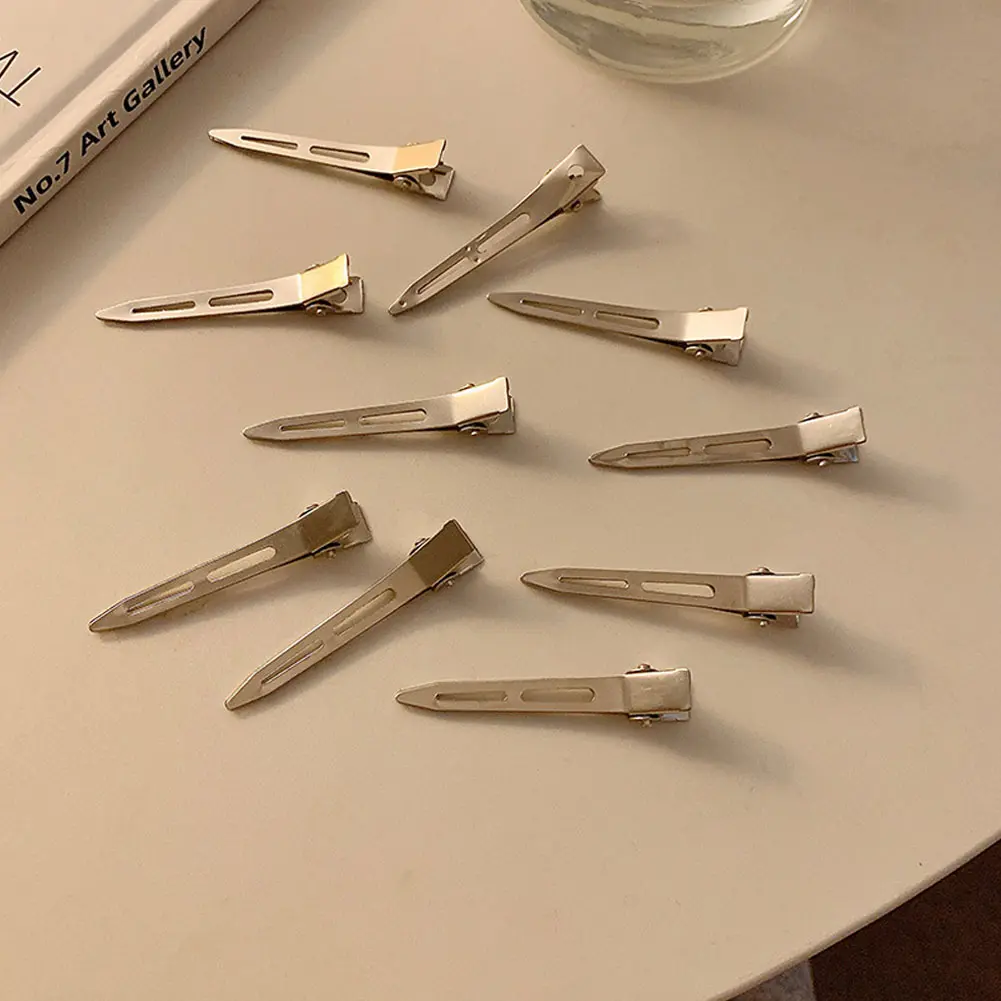 10PCS Professional Hairdressing Salon Hairpins Metal Silver Single Prong DIY Hair Root Fluffy Clips Hair Care Styling Tools